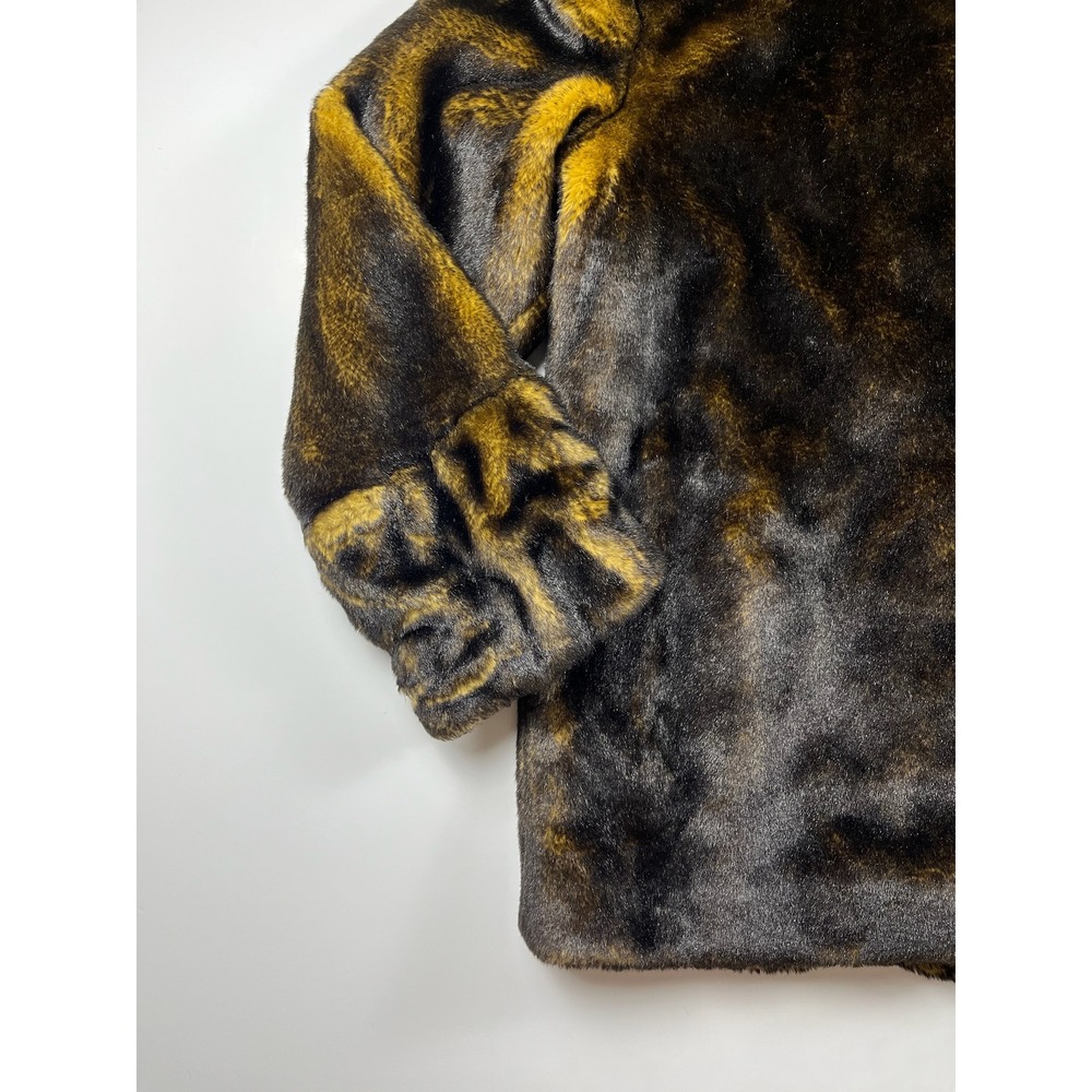 Dennis Basso Faux Fur Jacket Brown Gold Heavy Warm Luxurious Thick Large - Picture 9 of 12